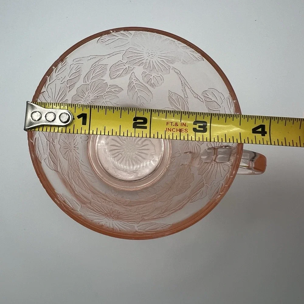 MacBeth Evans Pink Teacup Saucer Depression Glass Dogwood Apple Blossom Vintage